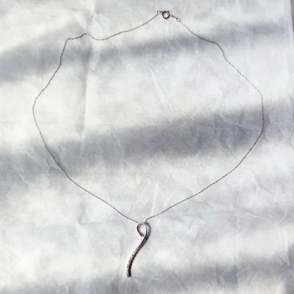 Taj Jewelers 10k white gold & diamonds pendant on 14k white gold singapore chain - Picture 2 of 12